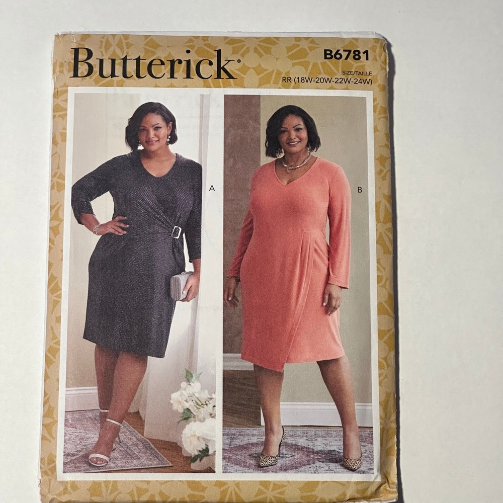 Butterick Sewing Pattern B6781 Women's Dress RR 18W-24W Uncut Factory Folded